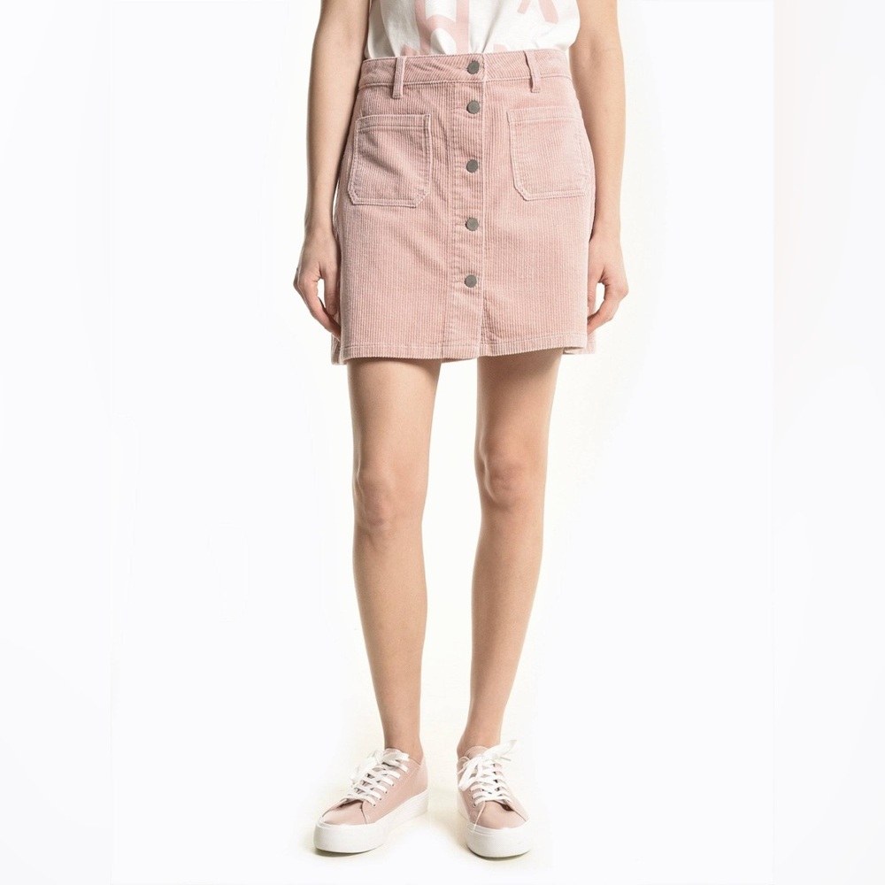 Women’s Pink Button-Front Corduroy Skirt